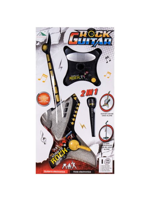 Gyermek rockgitár készlet és állvány mikrofonnal