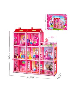 Gyermek háromszintes ház babával és bútorokkal-Gyermek háromszintes ház babával és bútorokkal-Gyermek háromszintes ház babával és bútorokkal